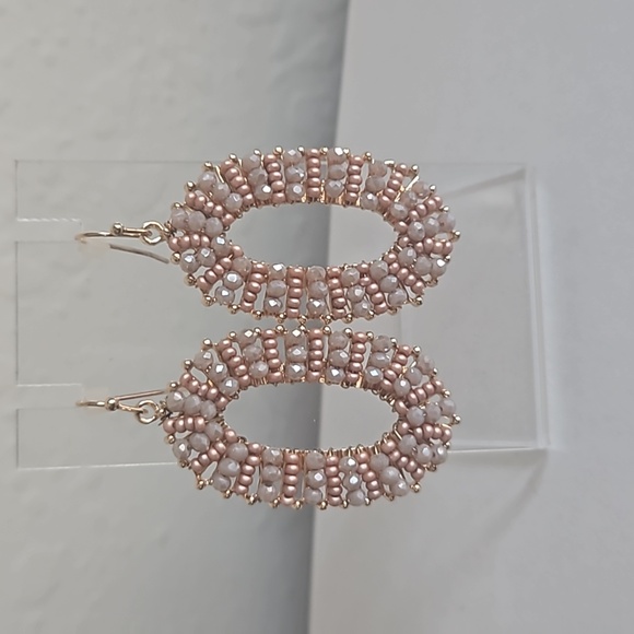 Brown Bead-Embellished Dangle Earrings - Picture 2 of 4